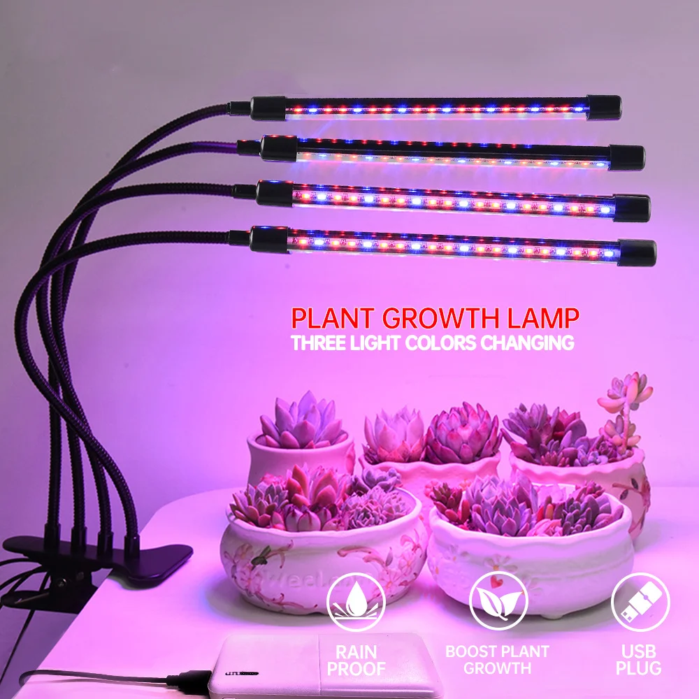 Indoor LED Pflanzen wachstum Licht USB vier grüne Pflanzen ergänzt Licht fleischige Blume Voll spektrum Pflanzen licht