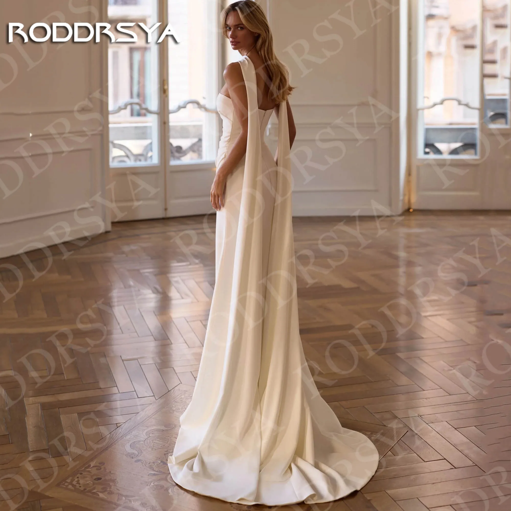 RODDRSYA Customized Mermaid Wedding Dresses for Bride Woman Elegant Side Slit Bridal Dress Strapless Sleeveless Robes De Mariée