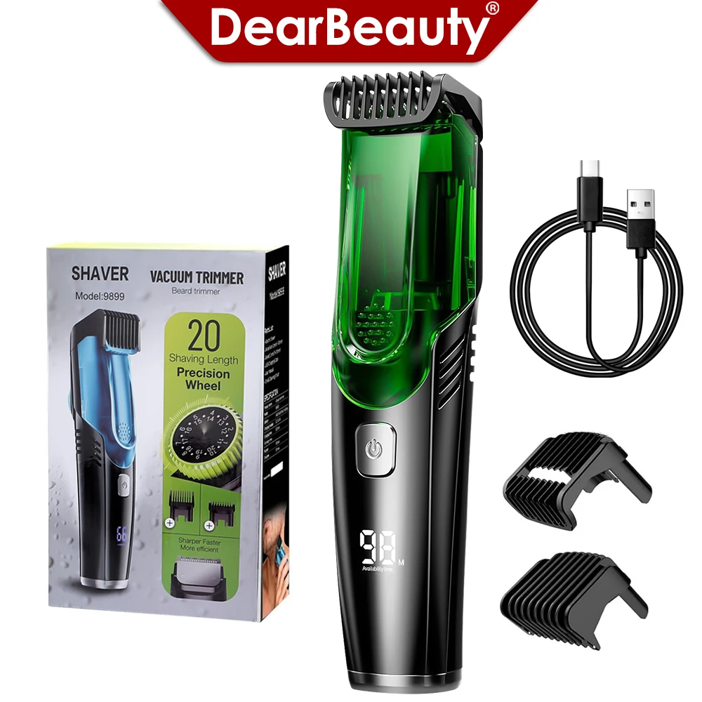 Beard Trimmer for Men: Vacuum Mustache Trimmer IPX7 Waterproof- Electric Beard Cutting Kit Built-in Vacuum for Sideburns,Stubble