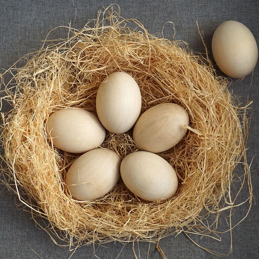 

Imitation Wood Eggs Blank Beige Simulation Easter Fake Decorative Novelty Craft Supplies Lovely Egg Shape Durable Practical