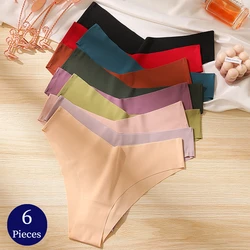 BZEL 6PCS/Set Women's Panties Fashion V-Cut Seamless Briefs Breathable Satin Female Underwear Sexy Lingerie Sports Comfort Panty