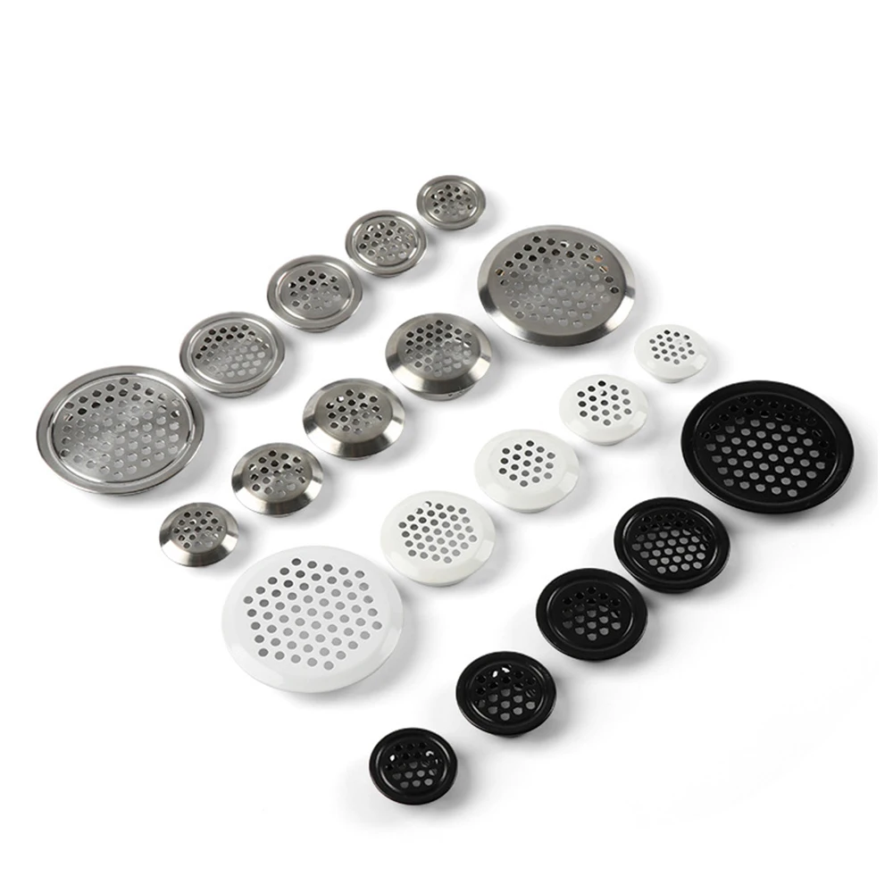 Dia.19mm/25mm/29mm/35mm/53mm Round Air Vent Cover Wardrobe Cabinet Mesh Hole Lid Kit Louver Ventilation Stainless 10pcs/ lot