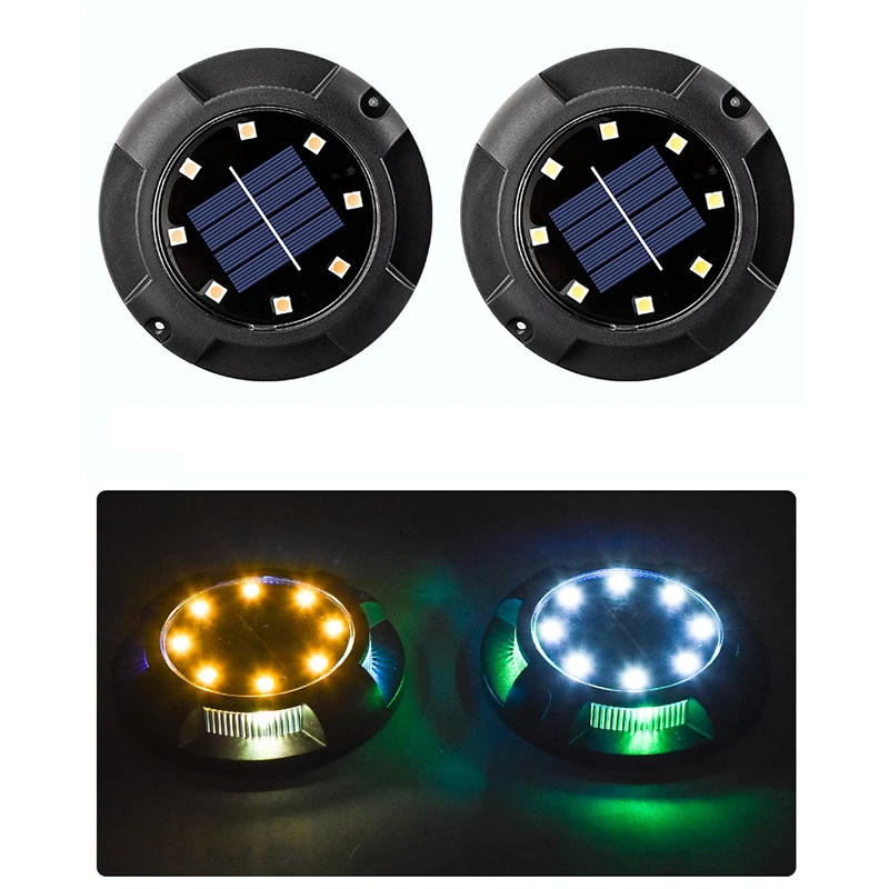 

Solar Ground Lights, Disk Lights Solar Powered Waterproof In-Ground Lights For Garden, Lawn, Deck, Yard