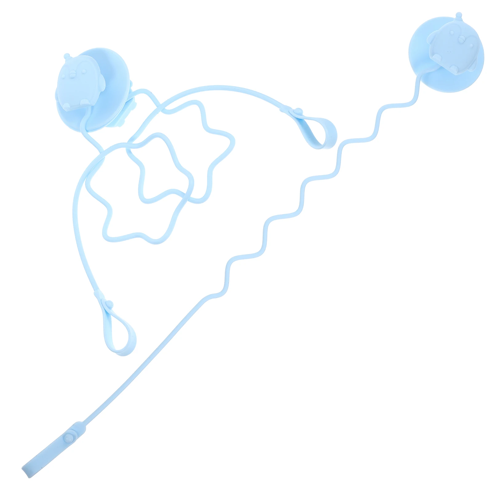

Baby Spoon Fork Set with Silicone Anti Drop Chain Infant Feeding Training Utensils Holder Strap Blue Color
