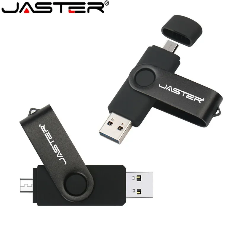 JASTER 5pcs/Lot Pen drive 128GB Free Logo and TYPE-C adapters Rotatable OTG micro USB flash drives with key chain Memory stick