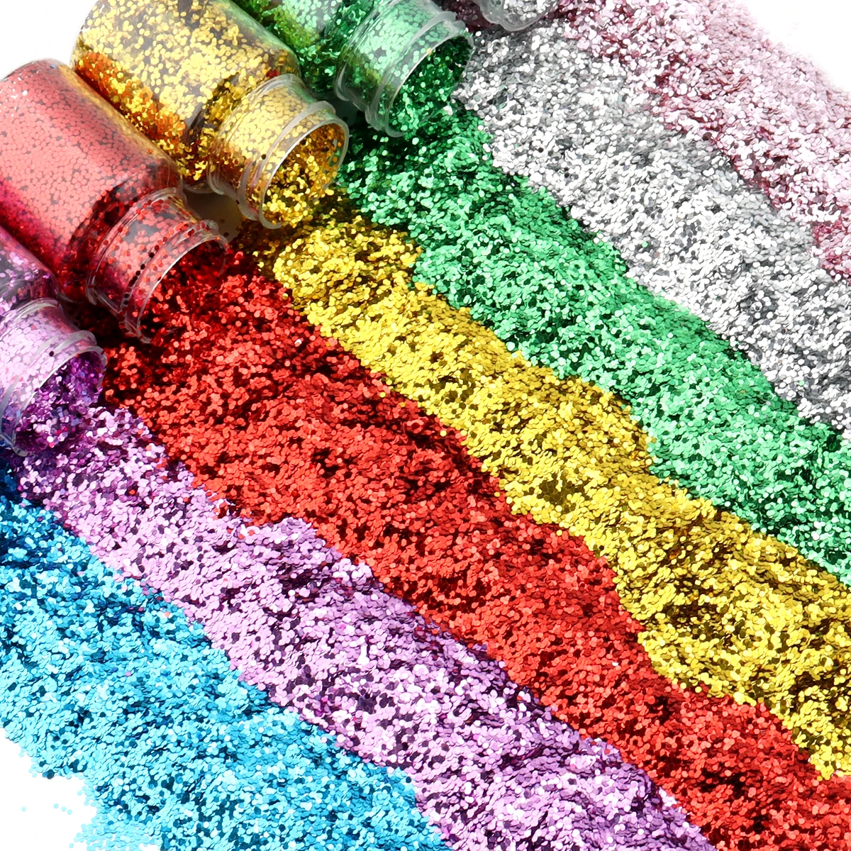 20–30 g/Dose Nail Art Pailletten sechseckige feine Puder-Pailletten transparente Farbe Champagner Gold und Silber DIY Nagel-Make-up-Dekoration