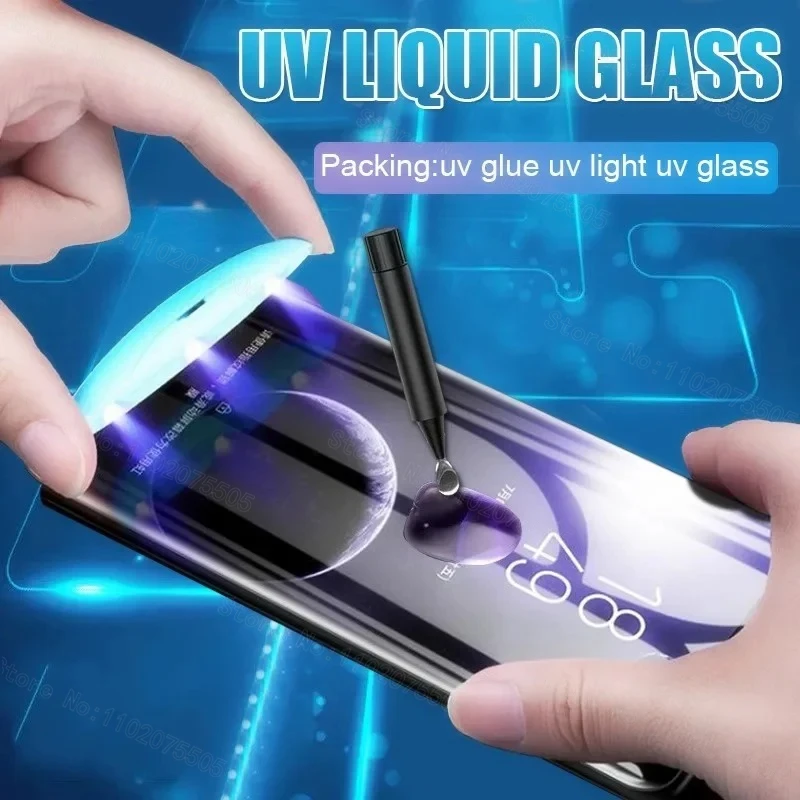 

UV Liquid Full Glue Tempered Glass For Samsung Galaxy S26 S25 S22 S21 S20 S24 Ultra Note 8 9 10 Plus 20 Ultra Screen Protectors
