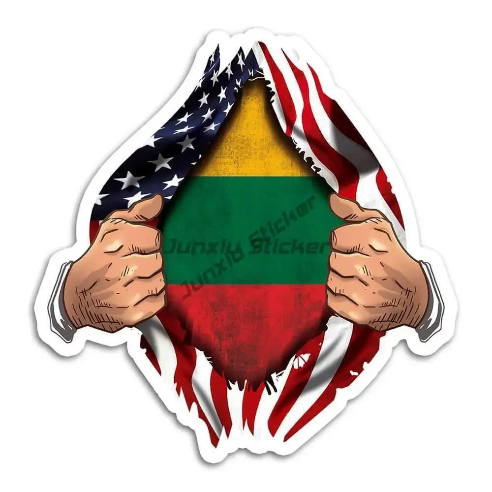 Lithuania Flag Map National Emblem Sticker for Covered Scratch Decorate Truck Van Car Wall Room Window Bicycle Off-road Helmet
