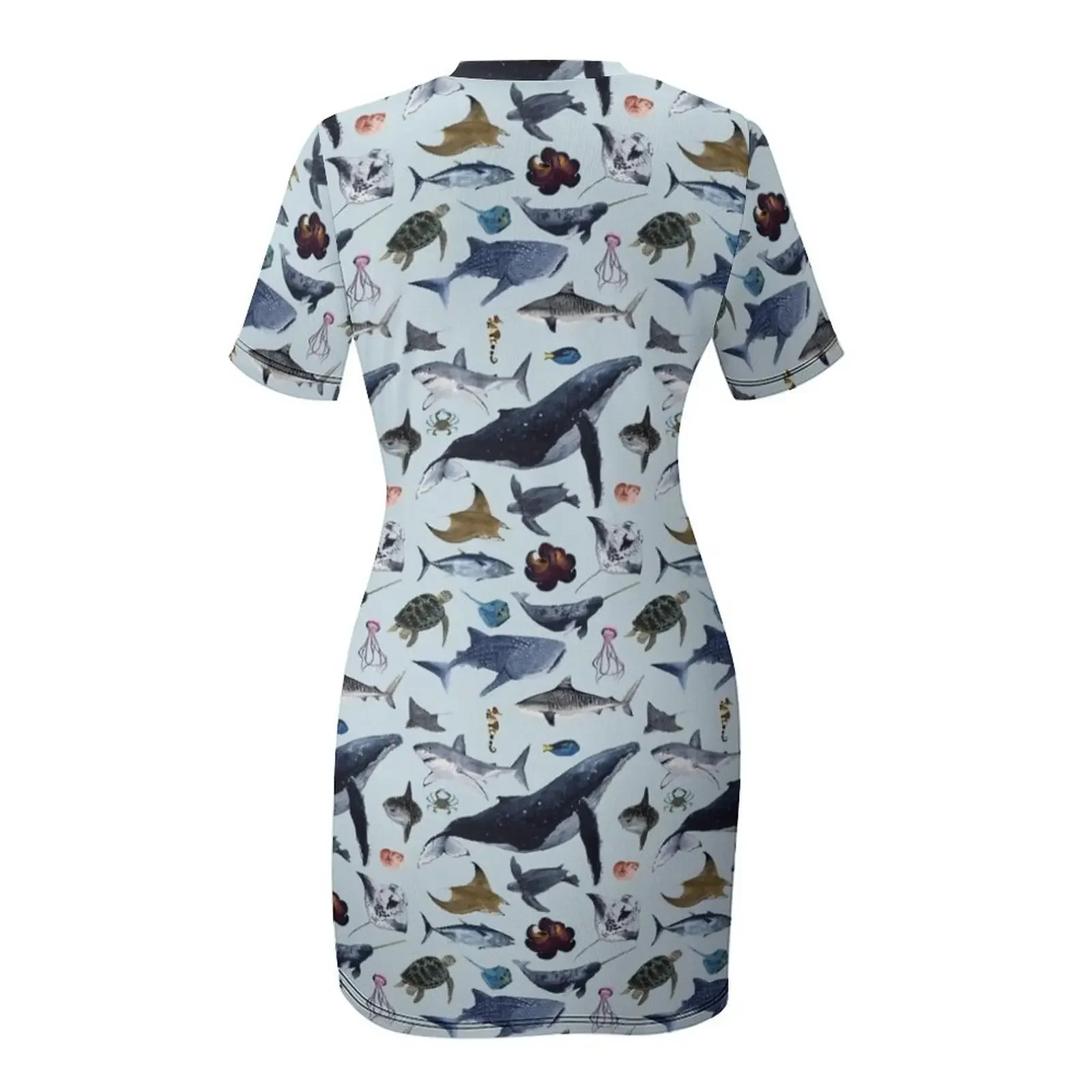 ชุดเดรสแขนสั้นลายสัตว์ทะเล ดีไซน์หรูหราทันสมัย เหมาะสำหรับงานแต่งงาน งานราตรี งานพรอม และงานอื่นๆ สำหรับผู้หญิง