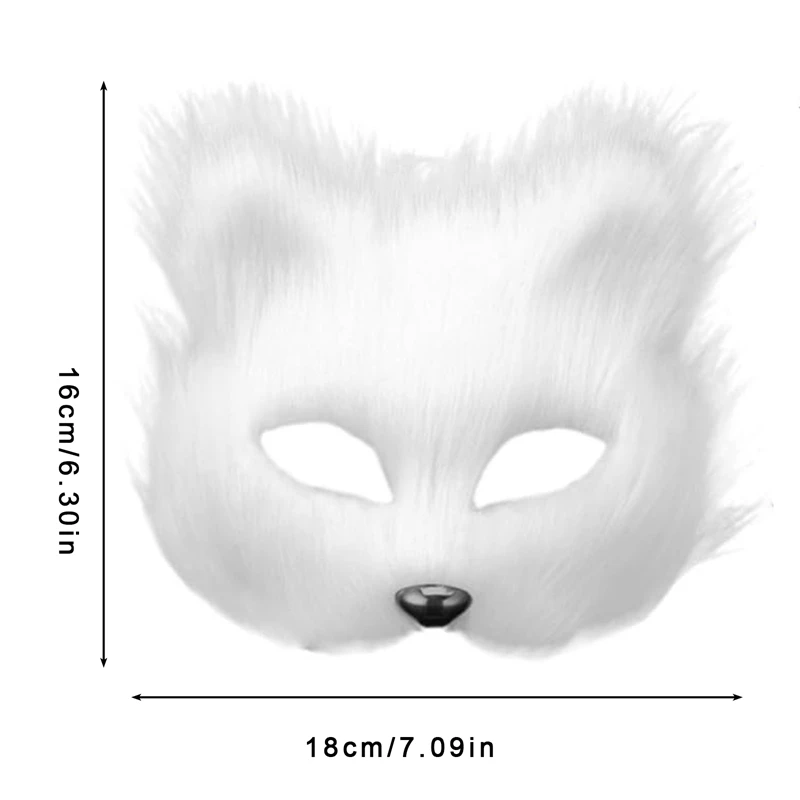 Plush Therian Mask Halloween Cosplays Costume Accessorie Dress up Sexy Cats Mask Half Face Faux Furs Foxes  Mask