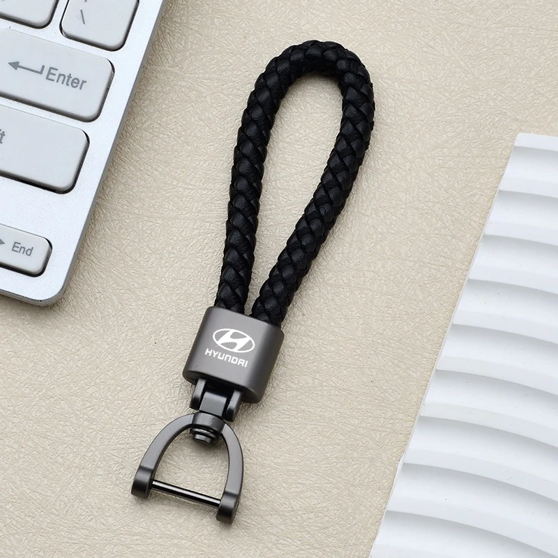

Braided cord Car Keychain Badge Key Ring For Hyundai Sonata Tucson Azera Elantra Veloster Kona Santafe I20 I30 I10 I40 I20 Creta