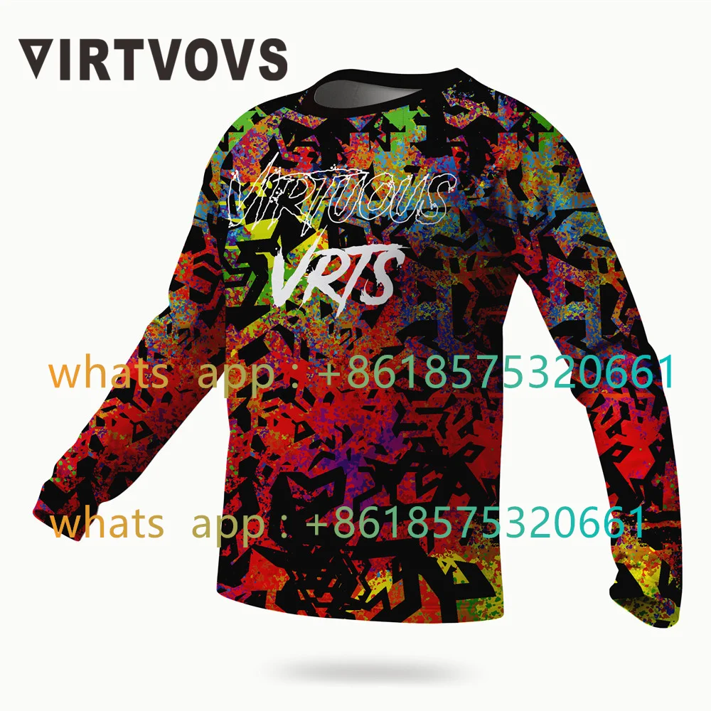 Virtuous Men's MTB Jersey Long Sleeve Motocross Breathable Shirt Mountain Quick Dry Clothing Enduro Race Downhill Riding T-shirt