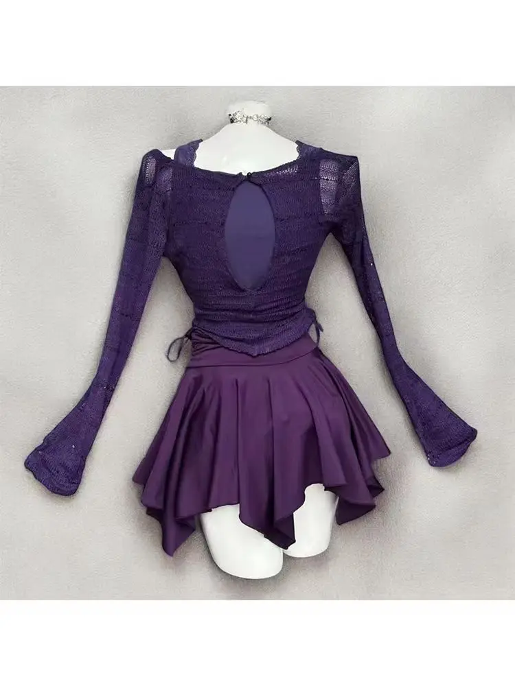 

2026 new Japanese Y2k Retro Solid Color Cardigan Camisole Top Casual High Waisted Short Skirt Summer Harajuku Style 3-piece Set
