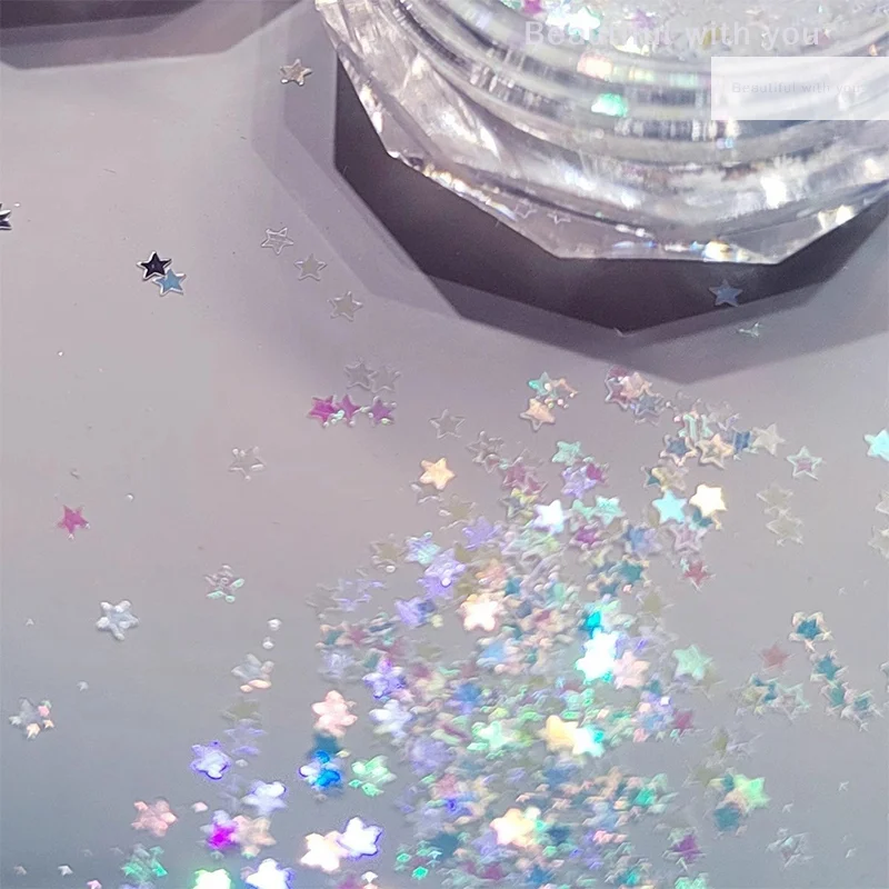 1mm Mini Sparkling Star Nail Glitter Sparkling Pentagram Nail Decoration Nail Salon Design Cute Accessories DIY Nail Art Design