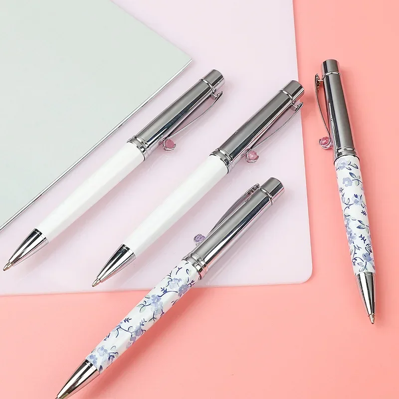 A5PCS Spot Metal Personalized Creative Ballpoint Pen Rotating High Beauty Pink Diamond Oil Pen