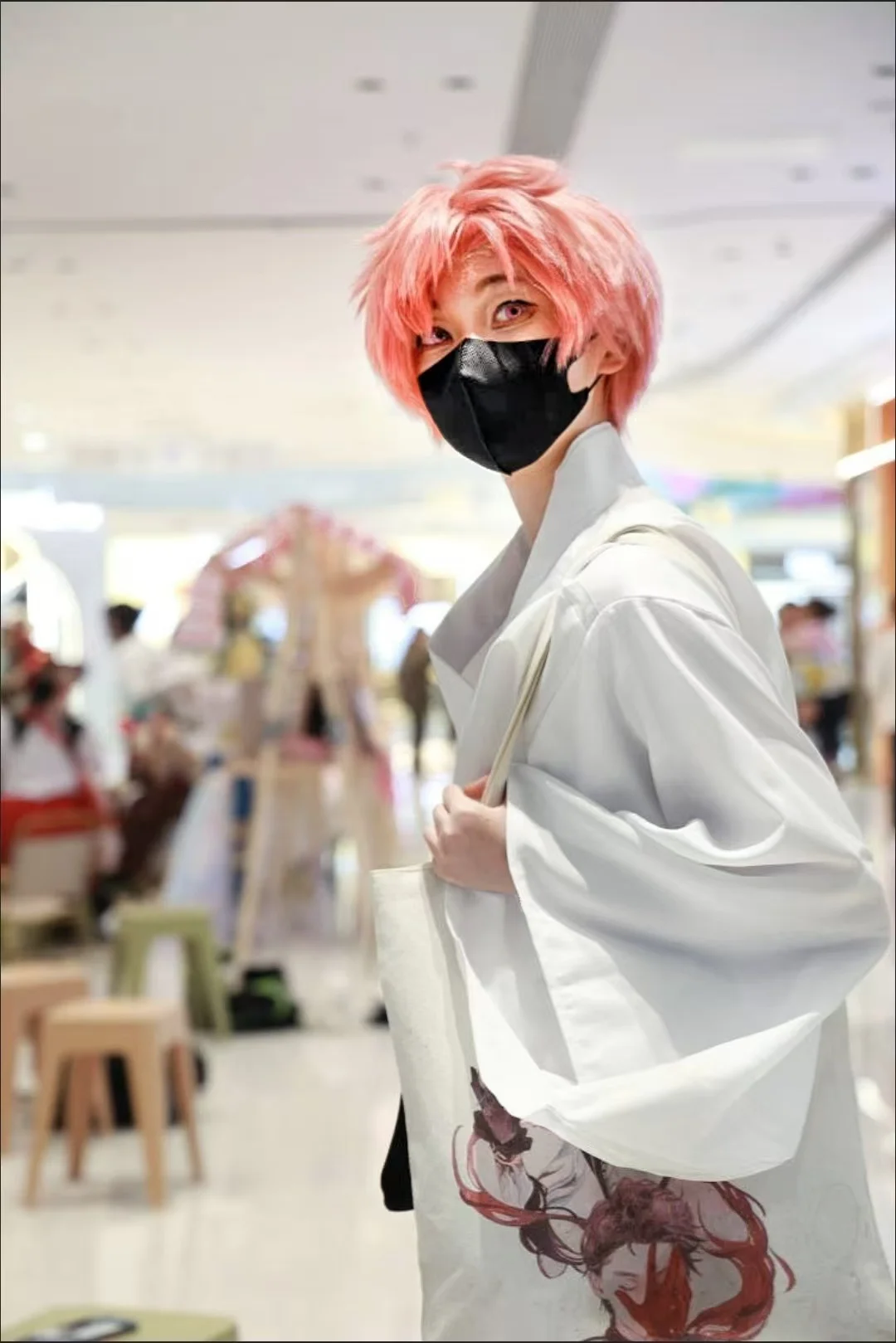 

Japanese Anime Maid Warrior Cosplay Set Black White Kendo Kimono for Comic Con