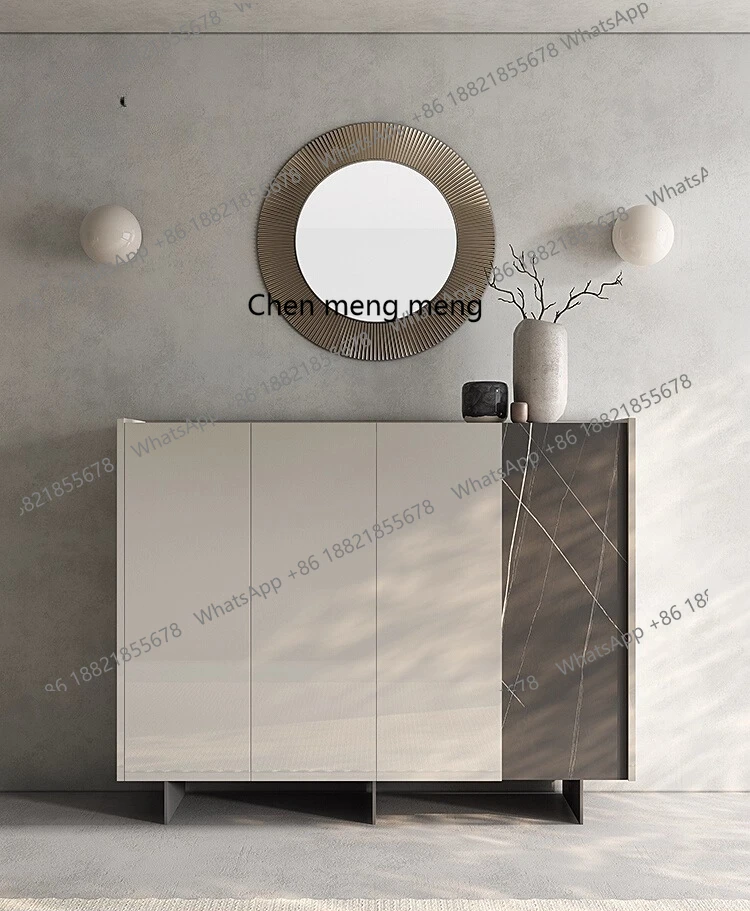 

Italian light luxury rock slab shoe cabinet solid wood storage cabinet living room household high-end home shoe cabinet