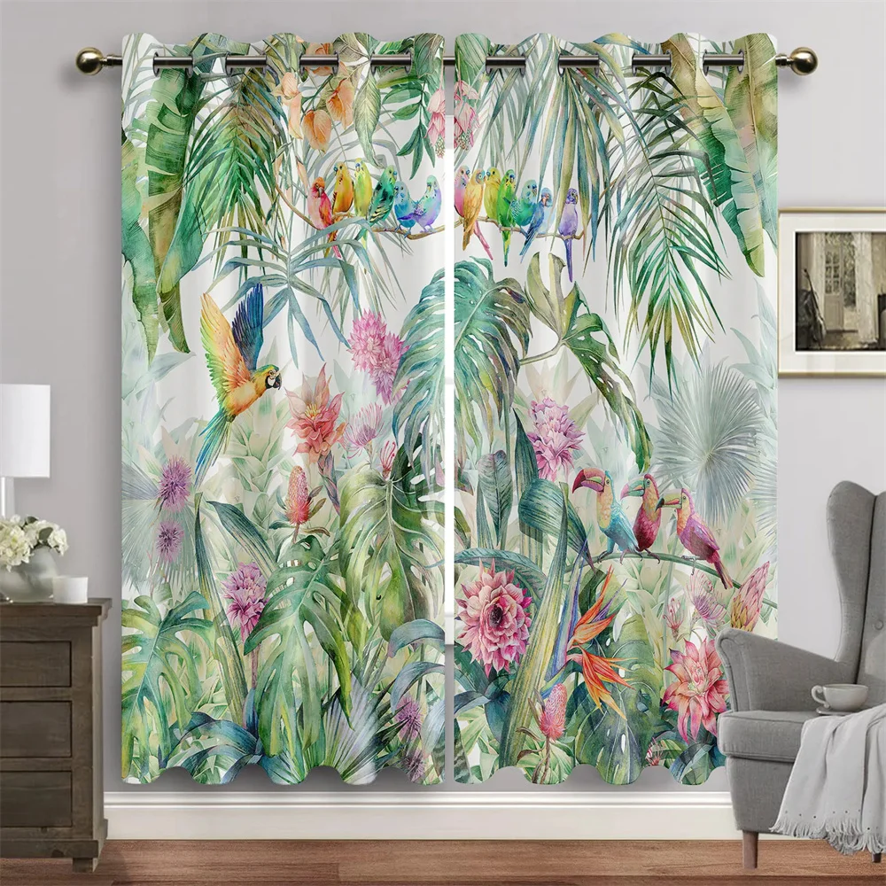 2Panels Cartoon Animal Jungle Lion Elephant Tree Window Curtain Blinds For Living Room Kids Bedroom Kicthen Grommet Top cortina