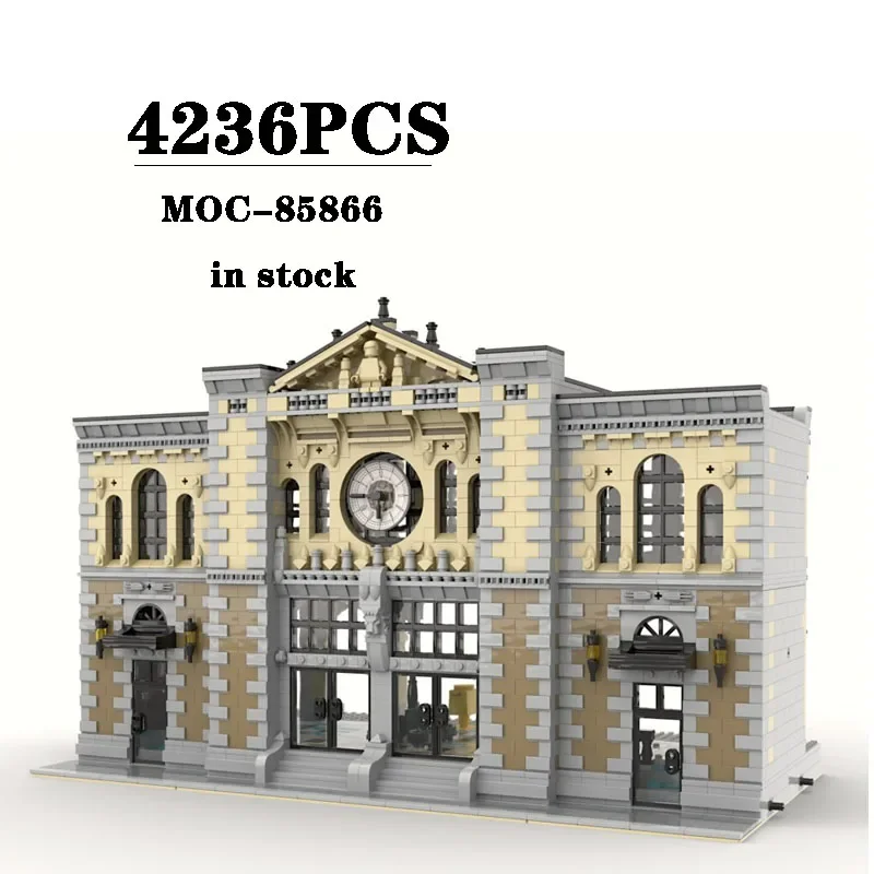 

New MOC-85866 Urban Modular Central Railway Station Building Blocks 4236PCS Adult Birthday Gifts Children Christmas Toy Gifts