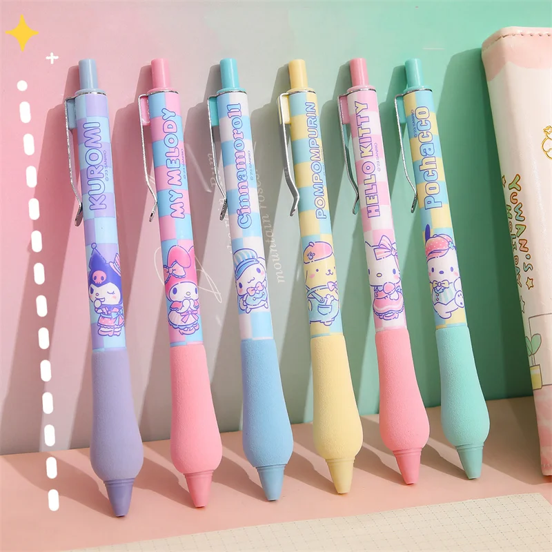 36pcs/lot Sanrio Kuromi Melody Cinnamoroll Press Gel Pen Cute 0.5mm Black Ink Neutral Pens Promotional Gift Office School Supply