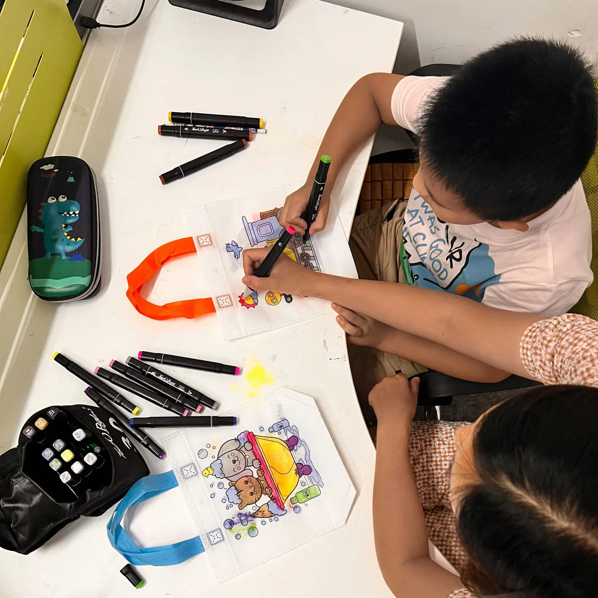 10-80PCS Reversible Nonwoven Doodle Tote Bag DIY Coloring Painting Pouch for Preschool Handmade Craft Home School Party Present