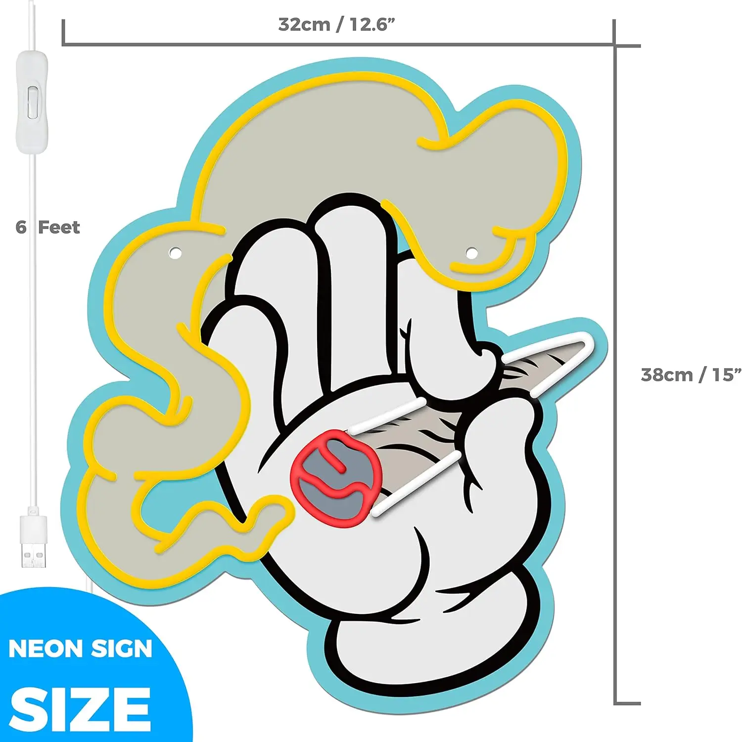 Ahumador de neón de mano para decoración de habitación, señal LED con patrón de mano de Anime, para Cueva de hombres, dormitorio, sala de juegos