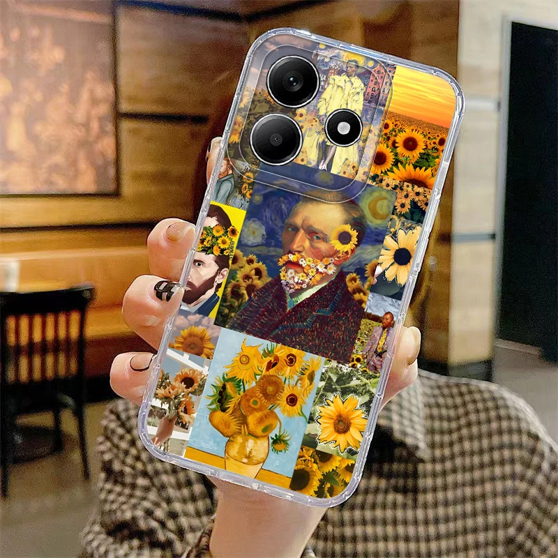 เคสสำหรับ Xiaomi Redmi Note 11S 14 Pro Plus 13 13C 12S 9 9S A4 12 14C 10S 11 เคสโทรศัพท์แบบนิ่ม ลายดอกทานตะวันของแวนโก๊ะ