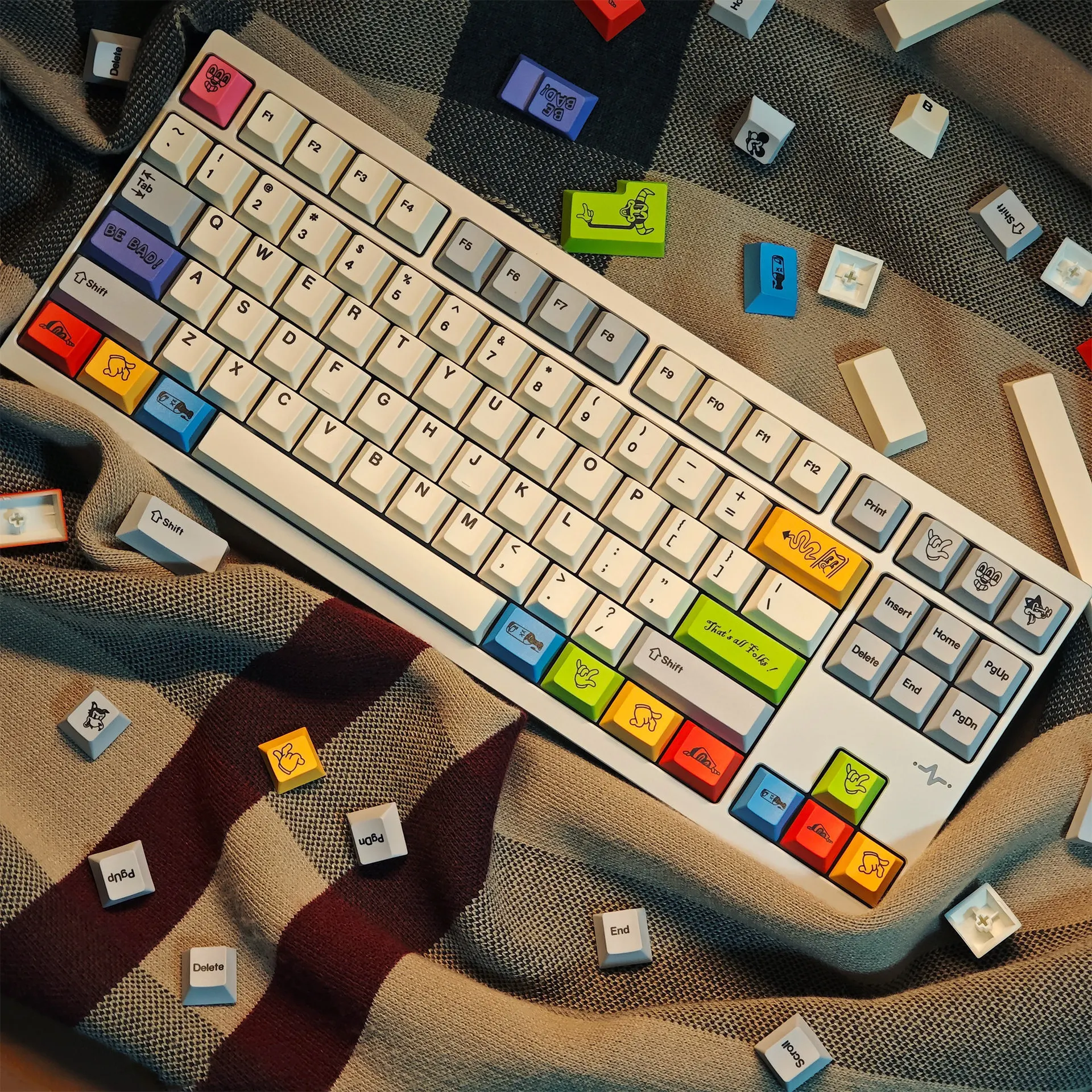 Rubber tube keycap 143 keys Original side engraved light-transmitting PBT five-sided thermal sublimation mechanical keyboard cap