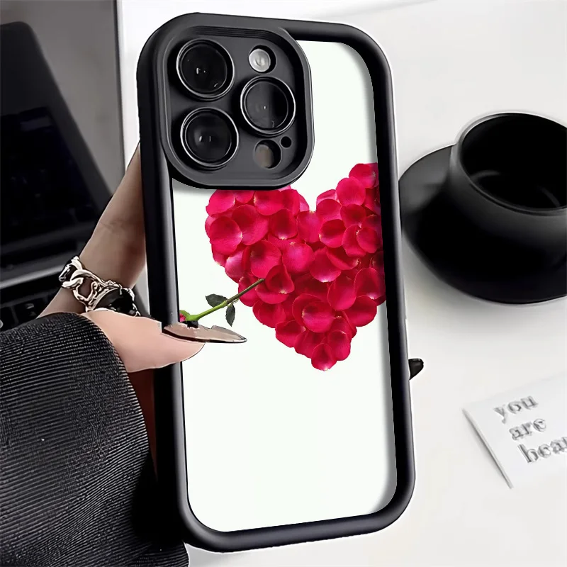 

Love Heart Liquid Silicone Case For iPhone 16 Cover iPhone 15 Pro Max 14 13 12 11 7 8 Plus XS X XR SE Soft TPU Shockproof Fundas