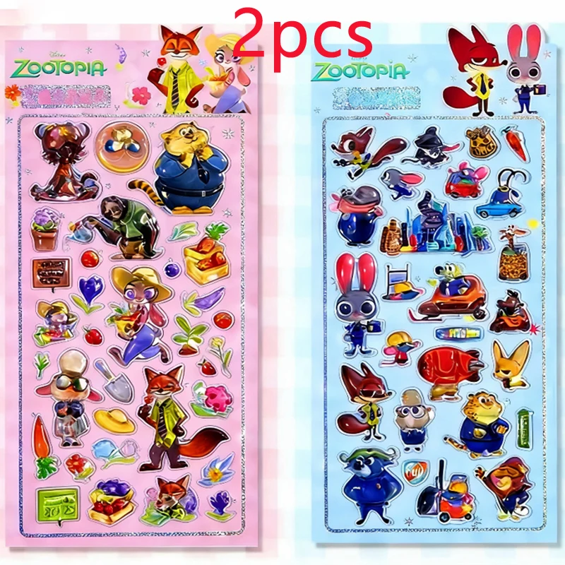 1/2 pièces Kawaii 3D cristal autocollants créatif périphérique Zootopia 2 étudiant récompense diamant autocollant coque de téléphone décoration autocollants @ @