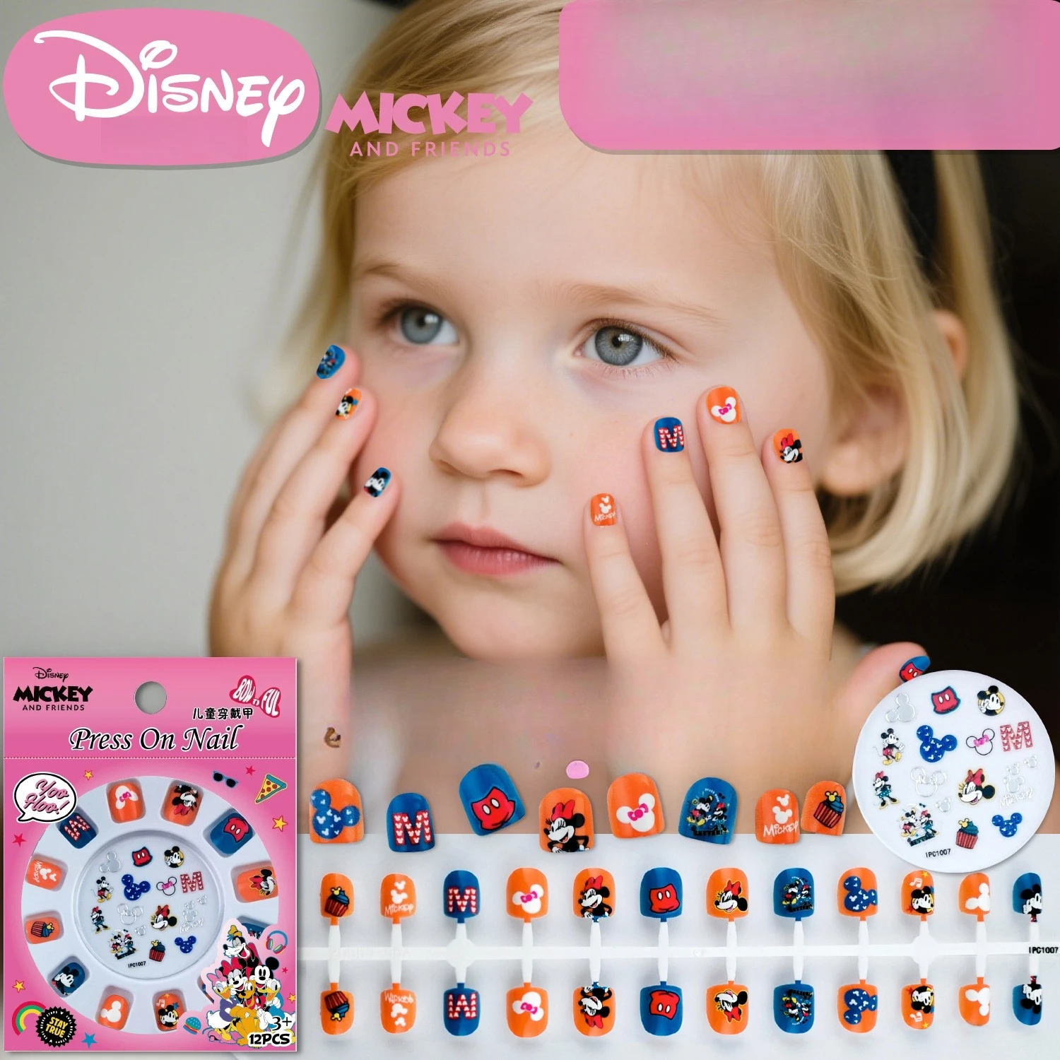 

Miniso Disney детская самоклеящаяся наклейка для ногтей с героями мультфильмов, наклейка для ногтей, новая милая наклейка для ногтей с Микки
