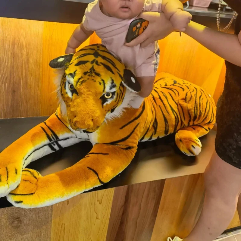 50-160cm Simulation Tiger Plush Toy Big Size Stuffed Animal RealLife Siberian Tiger Plushies Doll Soft Kids Toys Gifts Home Deco