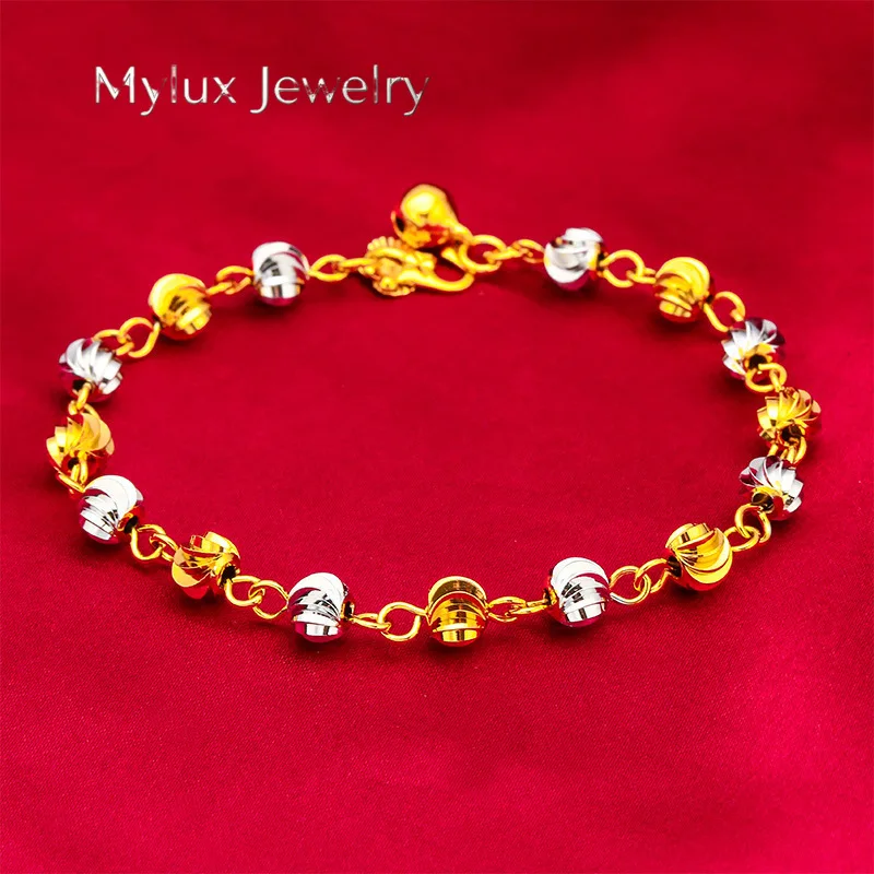 Mylux Jewelry Two-Tone Watermelon Bead Bracelet for Women | Gold-red beads with realistic texture, fresh & playful for summer.
