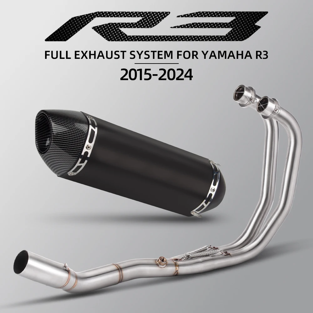 

Для Yamaha YZF R3 R25 MT03 2015-2024 мотоциклетные полные выхлопные системы Moto Escape передняя средняя соединительная труба с наклейкой R77