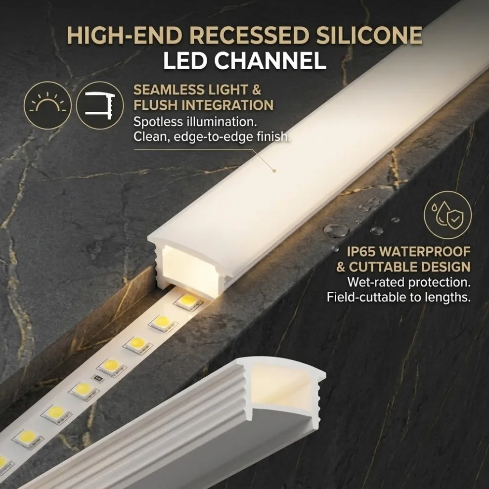 IP65 Waterproof Recessed White Silicone Tube LED Neon Light Flexible Rope Channel Diffuser for WS2811/WS2812B/SMD/COB LED Strip