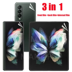 4in1 For Samsung Galaxy Z Fold3 5G Matte Hydrogel Film Sumsung Z Fold 4 ZFold4  Internal Back Front Screen Protector Not Glass