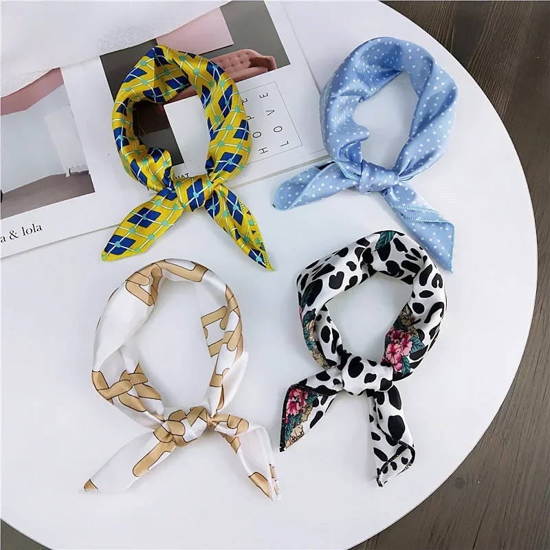 Fashion Small Neck Scarf Women Luxury Design Square Ring Wraps Scarves Korean Versatile Decoration Print Summer Foulard Femme