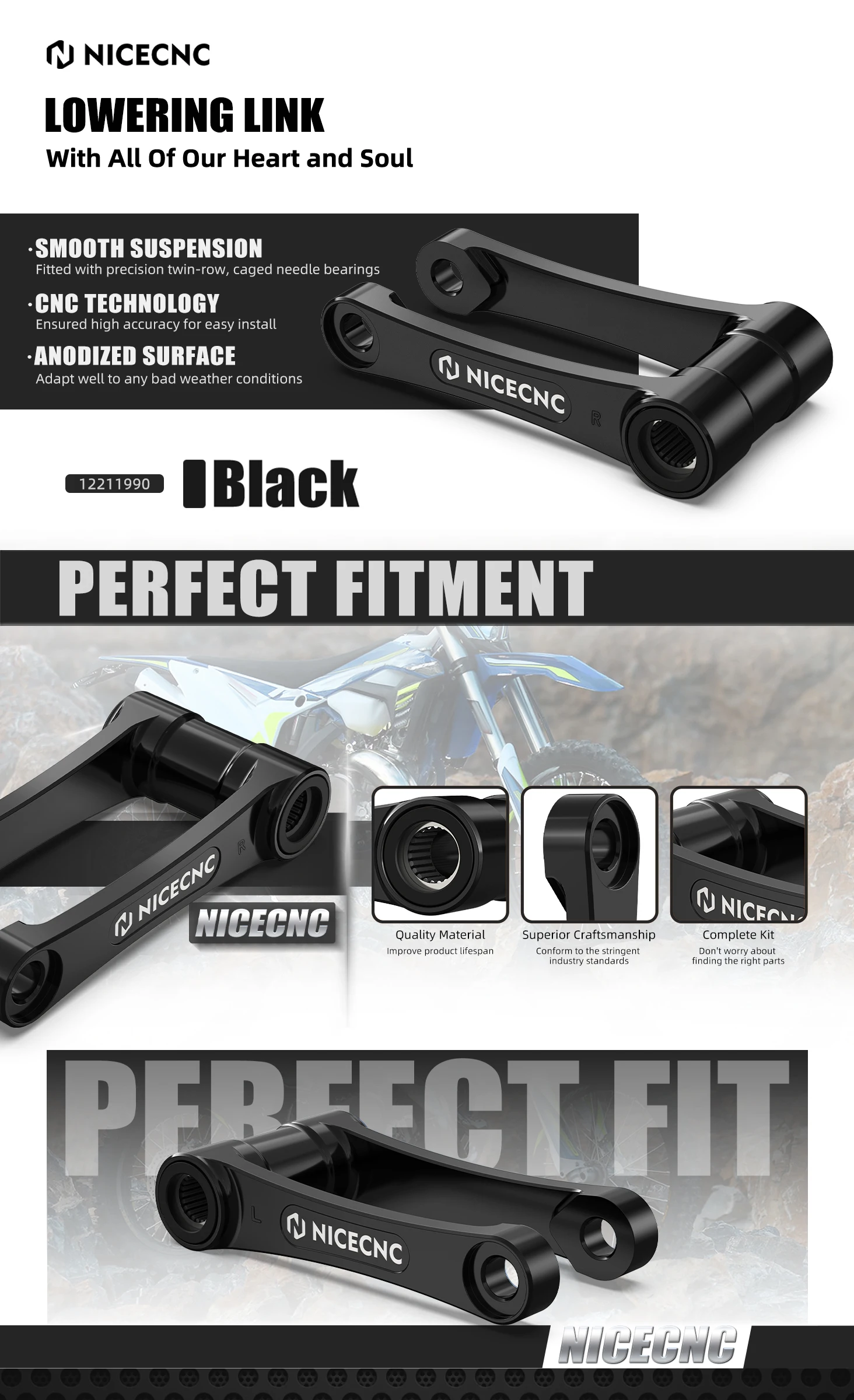 Für Sherco SE-R 125 250 300 SEF-R 250 300 450 500 2017-2024 SE 250R SE 300R SEF 250R SE-F 300R Motorrad 1,75'' Tieferlegungssatz – Detail 1
