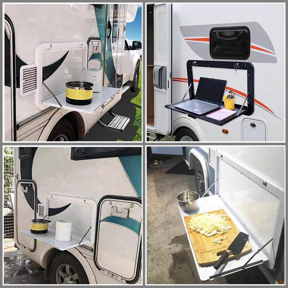 Foldable Rv Tables 80X45CM Campervan Outside Picnic Wall Mounted Table Premium Aluminum Alloy for Campervans and Motorhomes