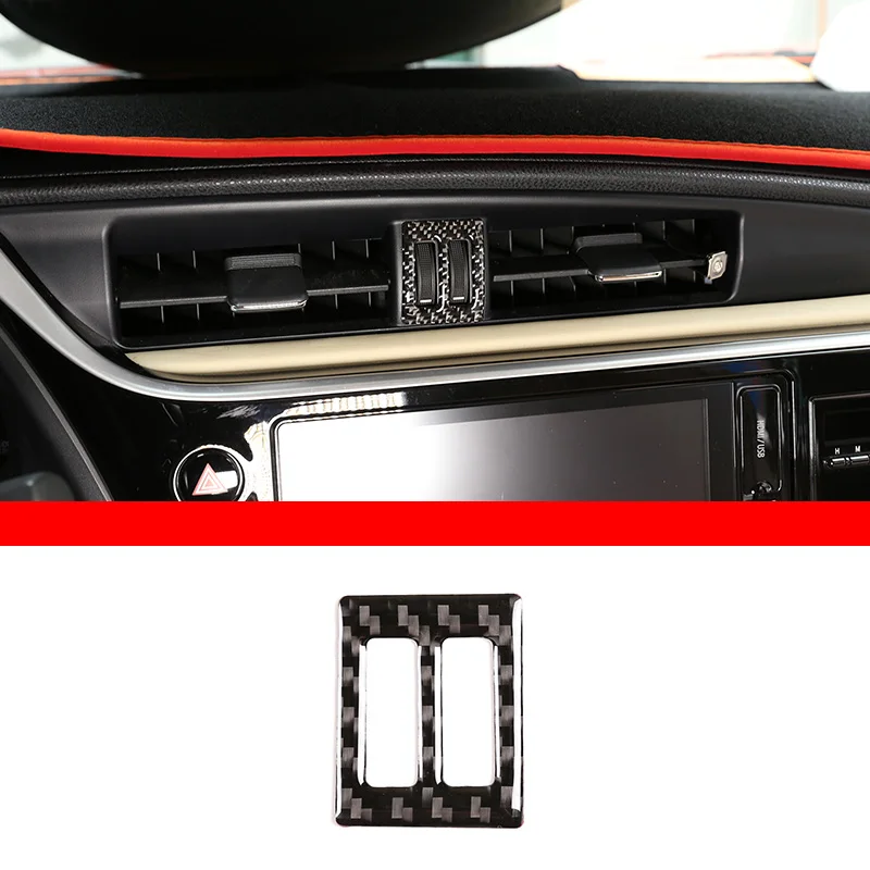 

For Toyota Corolla 2014 - 2018 Car Central Control Air Outlet Decorative Frame Sticker Carbon Fiber Interior Accessories 1 Pcs