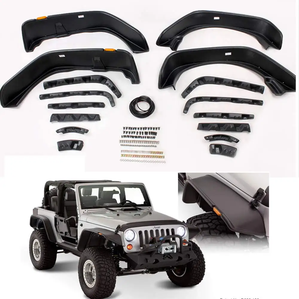 

Mudguard Front & Rear Fender Flares Mud Guard Air Plane Style for Jeep Wrangler JK 2007-2017 J094 LantSun