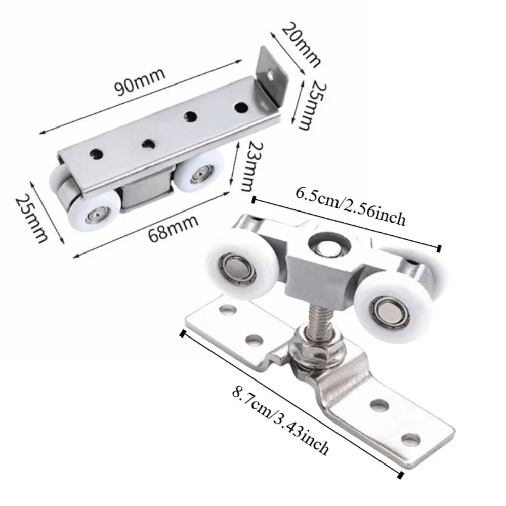 Roue suspendue pour porte coulissante en acier inoxydable, rouleau silencieux, poulie de porte coulissante à haute charge, rouleau lisse épais