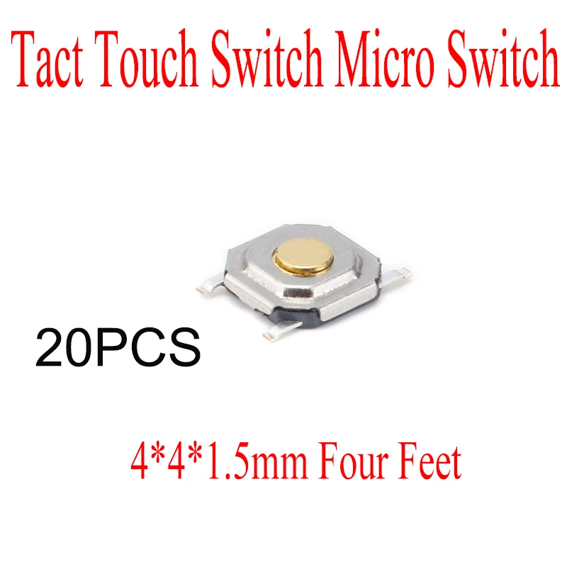 20PCS Tact Touch Switch Silicone Button Micro Switch Push Button 4*4*1.5mm Four Feet