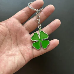 Green Four Leaf Clover Metal Car Keychain Keyring for Alfa Romeo GT Giulia Giulietta Stelvio Mito Ford Lucky Pendant Car Styling