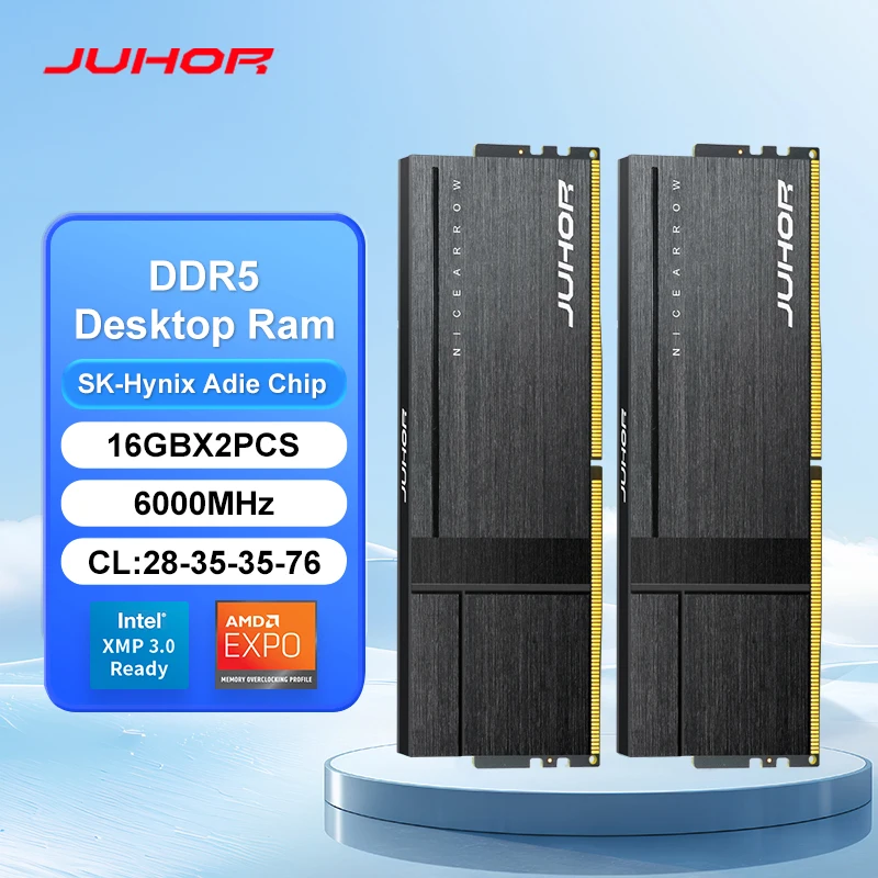 

JUHOR DDR5 16GB 6000MHz 16GBX2PCS High Performance Desktop Memoria Ram