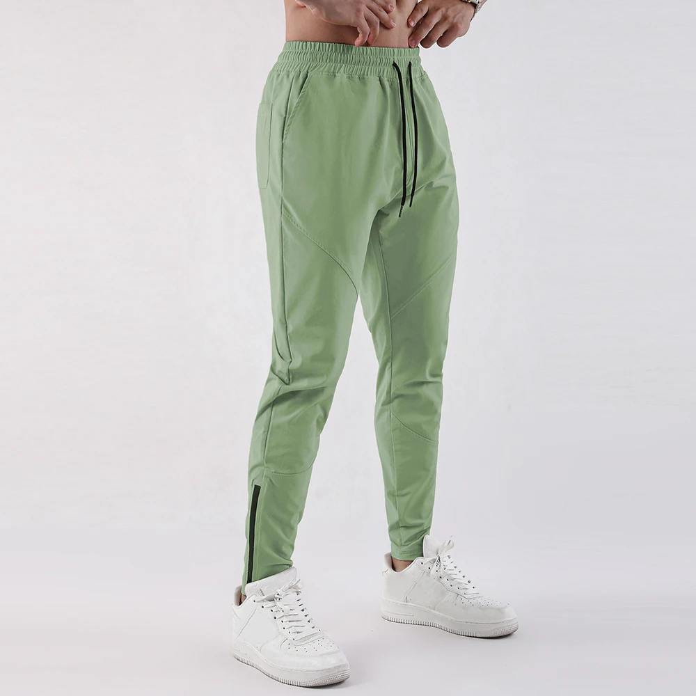 Running Sweatpants Ice Silk Foot Zipper Quick Drying Men Fitness Casual Pants Invisible Open Crotch Outdoor Sex Breathable Thin