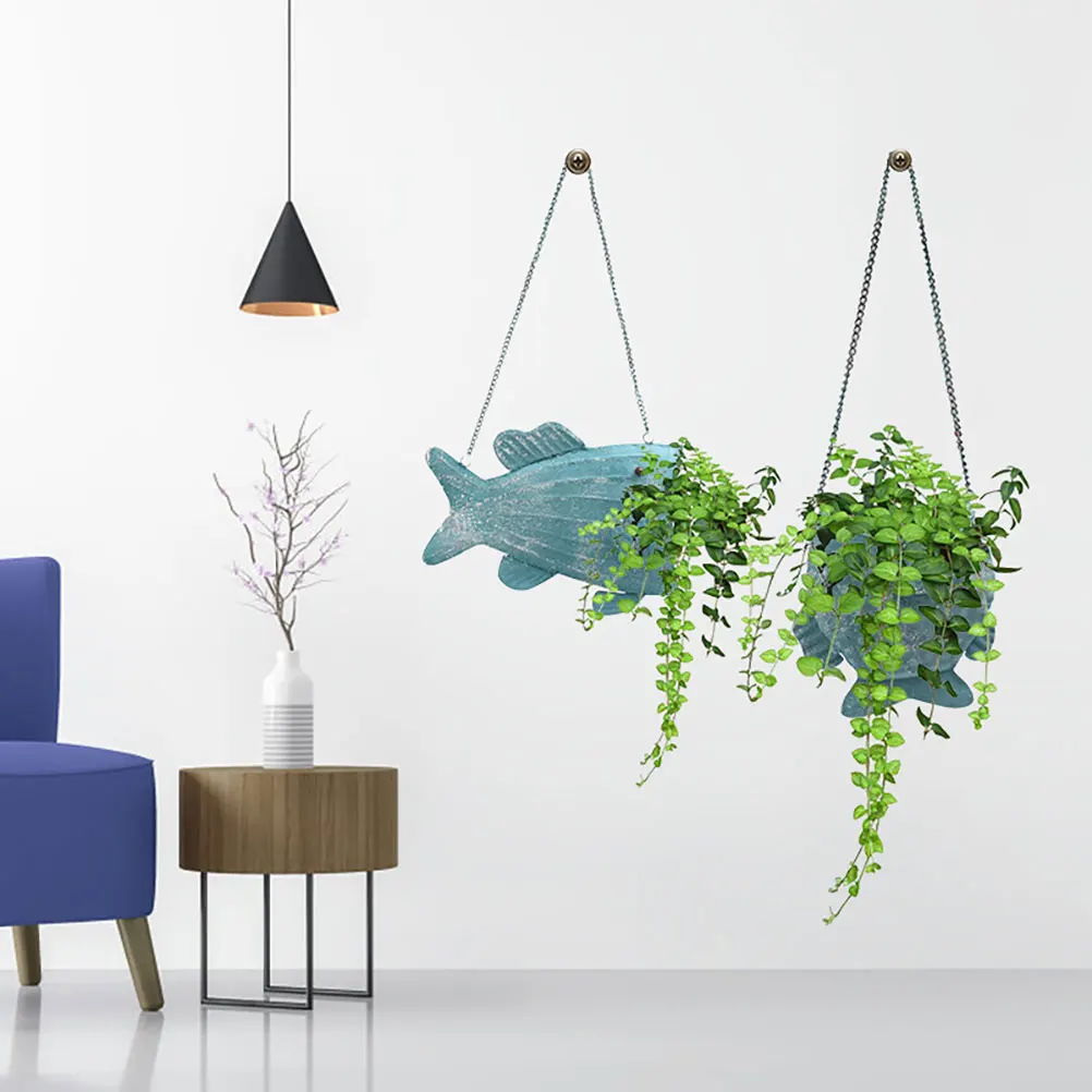 

2 шт., железная художественная настенная подставка для цветов в форме рыбы, гладкая поверхность, легкий уход для использования в помещении и на открытом воздухе, стойка для цветочных горшков