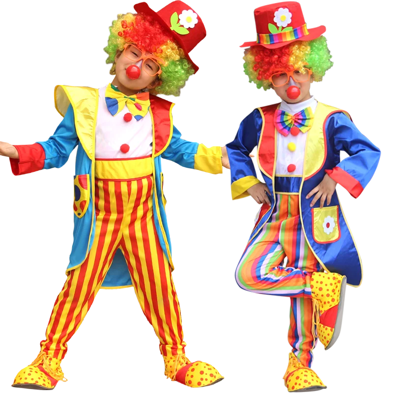 Carnivals Children Clown Costume Set ,Funny Kids Joker suits for Party Circus Cosplay Props,just Clothing,no Shoes/Wig