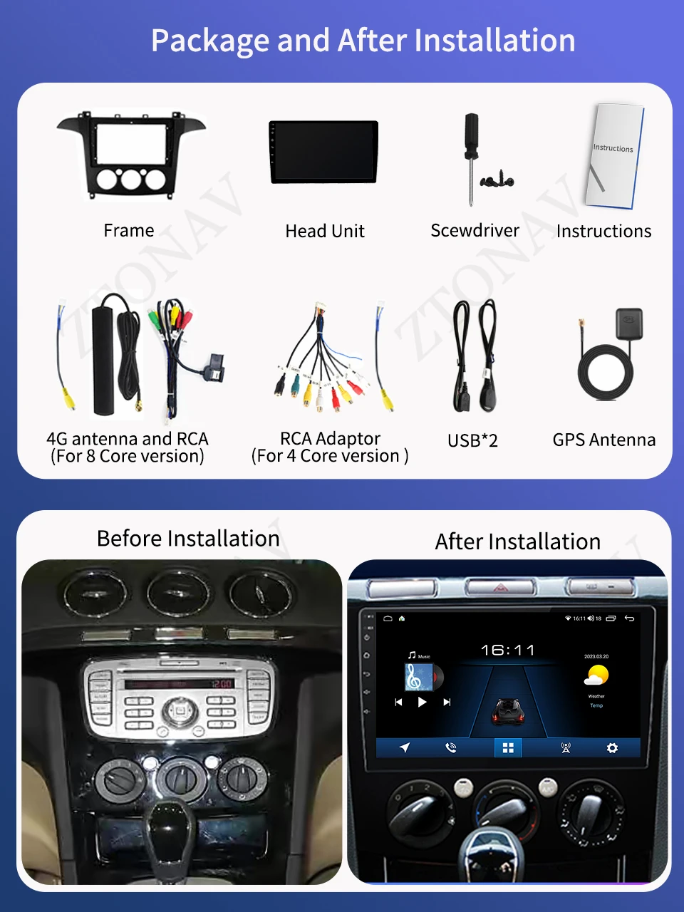 Android Radio For Ford S Max S-MAX 2007 - 2015 Car Media Player GPS Navi Headunit Carplay Android Auto Support 360 Camera