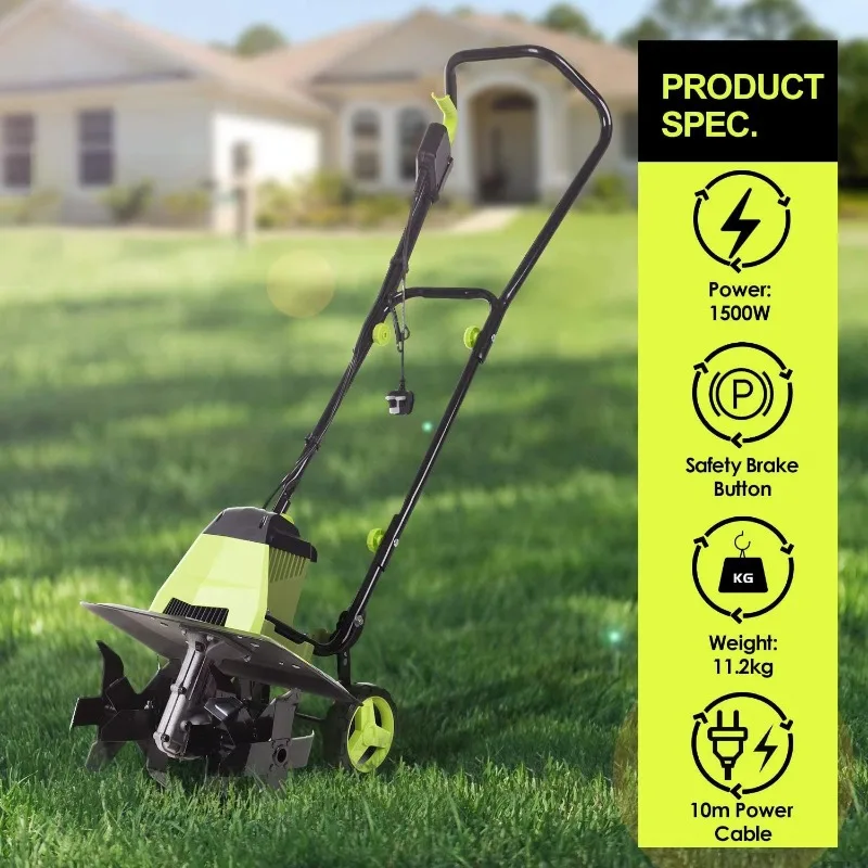 【สินค้าใหม่】เครื่องพรวนดินไฟฟ้า VERTAK 1500W, ความกว้างการทำงาน 400 มม. และความลึกการทำงาน 220 มม., เครื่องพรวนดิน 24 ใบมีดสำหรับพรวนดินในสวน